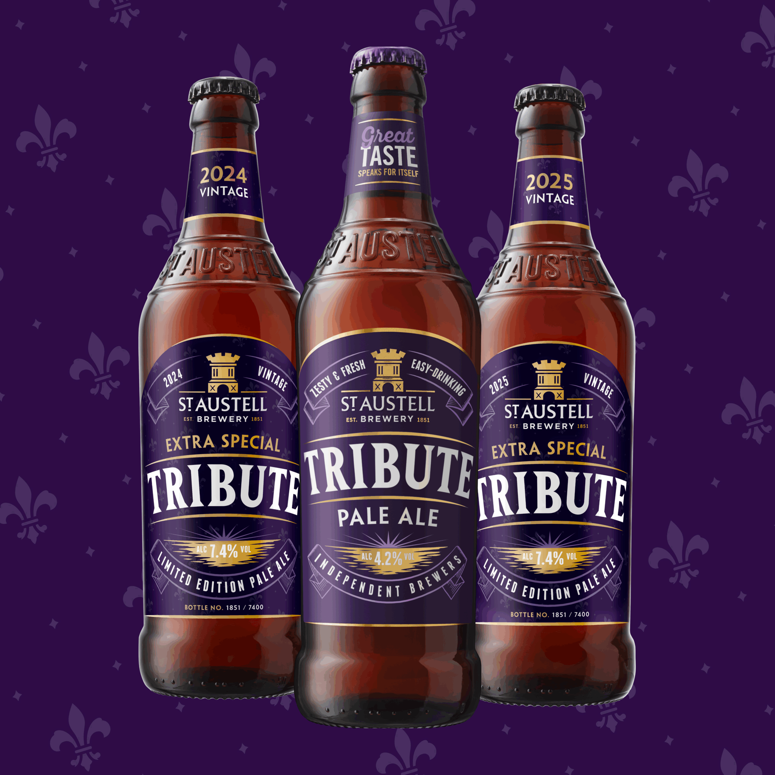 IMG 500ml bottles of Tribute, Extra Special Tribute 2024 & Extra Special Tribute 2025