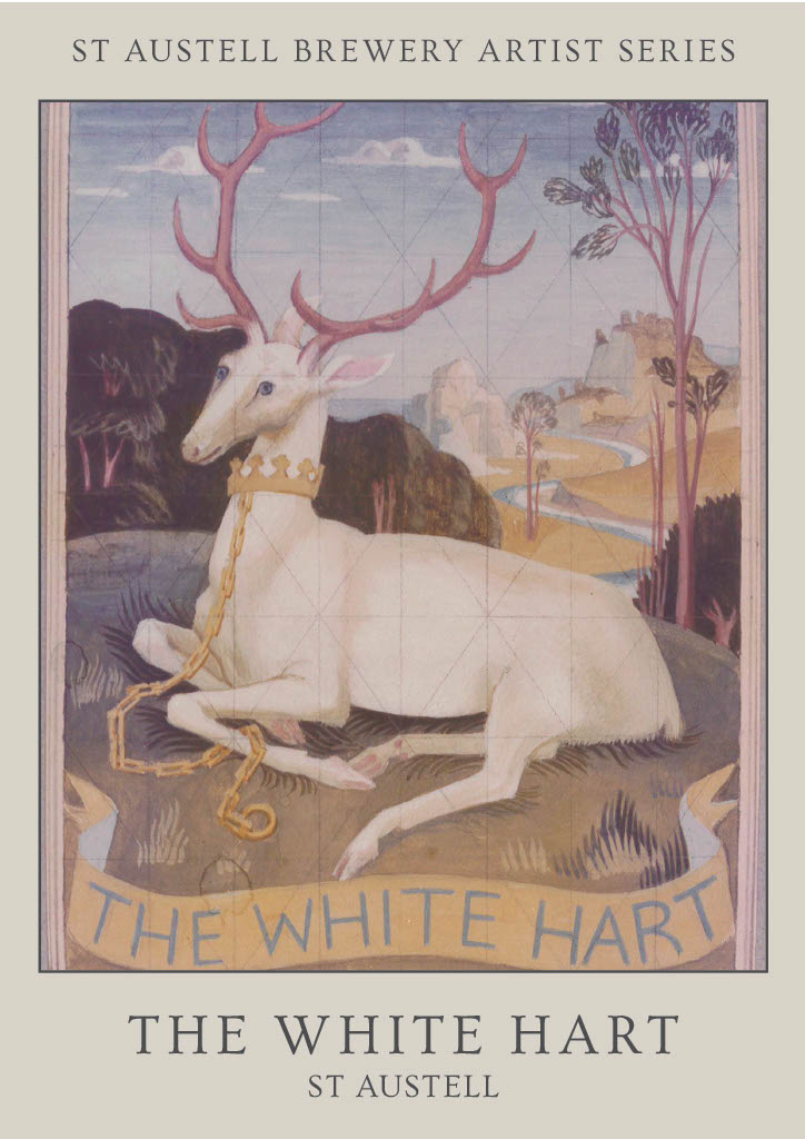 The White Hart pub sign which shows a white hart with a crown around its neck and chained